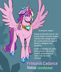Size: 2800x3300 | Tagged: safe, artist:cracklewink, derpibooru import, princess cadance, alicorn, pony, female, harmony syndrome, hoof shoes, horn, horn ring, jewelry, mare, mlp infection, peytral, regalia, ring, solo, spread wings, wings