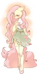 Size: 999x2003 | Tagged: safe, artist:sesapastel, derpibooru import, fluttershy, anthro, pegasus, unguligrade anthro, clothes, female, skirt, solo