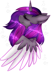 Size: 826x1148 | Tagged: safe, artist:amiicommissions, derpibooru import, oc, alicorn, pony, bust, colored wings, female, mare, portrait, solo, two toned wings, wings