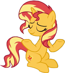 Size: 490x552 | Tagged: safe, artist:pascalmulokozi2, derpibooru import, edit, edited screencap, screencap, sunset shimmer, unicorn, better together, equestria girls, forgotten friendship, g4, eyes closed, female, horn, not a vector, shrug, shrugset shimmer, simple background, solo, transparent background