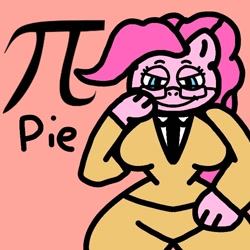 Size: 720x720 | Tagged: safe, artist:sonictheponyhog, derpibooru import, pinkie pie, anthro, earth pony, g4, clothes, female, glasses, pi, pi day, solo