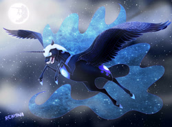 Size: 2700x2000 | Tagged: safe, artist:reamina, derpibooru import, nightmare moon, pony, mare in the moon, moon, solo