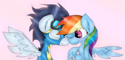 Size: 749x364 | Tagged: safe, artist:plaguedogs123, derpibooru import, rainbow dash, soarin', pegasus, pony, clothes, duo, female, male, mare, shipping, soarindash, stallion, straight, uniform, wonderbolts uniform