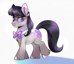 Size: 1920x1670 | Tagged: safe, artist:virygo19, derpibooru import, octavia melody, earth pony, pony, g4, bowtie, colored hooves, female, fluffy, hoof polish, looking at you, mare, octavia is not amused, shadow, simple background, solo, unamused, unshorn fetlocks, walking, white background