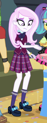 Size: 316x811 | Tagged: safe, derpibooru import, screencap, fleur-de-lis, equestria girls, friendship games, g4, bowtie, clothes, crystal prep academy, crystal prep academy uniform, sad, school uniform, shoes, skirt, socks