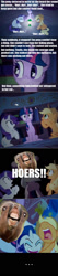 Size: 380x1800 | Tagged: safe, derpibooru import, applejack, rarity, twilight sparkle, earth pony, unicorn, g4, hat, hoers, horn, meme, slumber party, story