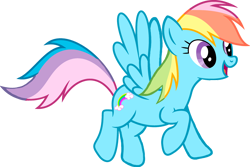 Size: 3176x2124 | Tagged: safe, artist:lizzmcclin, derpibooru import, rainbow dash, rainbow dash (g3), pegasus, g3, g4, female, flying, g3 to g4, generation leap, simple background, solo, transparent background