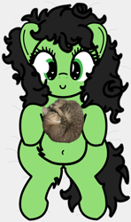 Size: 2080x3508 | Tagged: safe, artist:redcrow32, derpibooru import, oc, oc only, oc:anon filly, cat, pony, bed, belly, bipedal, female, filly, fluffy, foal, irl, irl cat, lying down, lying on bed, messy mane, on bed, photo, solo, tummy fluff