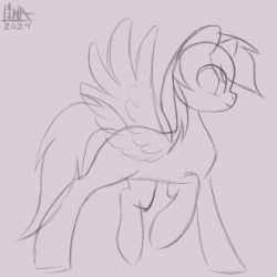 Size: 306x306 | Tagged: safe, artist:lina, derpibooru import, rainbow dash, pegasus, pony, g4, animated, gif, looking at you, monochrome, solo, spread wings, wings