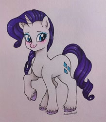 Size: 1080x1240 | Tagged: safe, artist:dariarchangel, derpibooru import, part of a set, rarity, pony, unicorn, g4, horn, raised hoof, raised leg, solo, traditional art