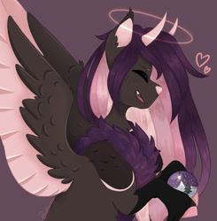 Size: 1280x1307 | Tagged: safe, artist:pixelberrry, derpibooru import, oc, pegasus, pony, colored wings, horns, snow globe, solo, two toned wings, wings