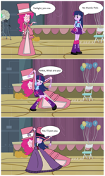 Size: 1964x3296 | Tagged: safe, artist:brightstar40k, derpibooru import, edit, edited screencap, screencap, pinkie pie, twilight sparkle, twilight sparkle (alicorn), alicorn, human, equestria girls, equestria girls (movie), g4, caroling, clothes, dress, humanized, hypno eyes, hypnosis, hypnotized, long dress, long skirt, skirt, victorian, victorian dress