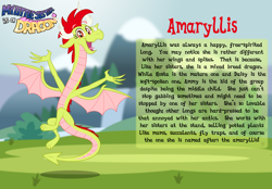 Size: 3014x2102 | Tagged: safe, artist:aleximusprime, derpibooru import, oc, oc only, oc:amaryllis the dragon, dragon, fanfic:my little sister is a dragon, biography, dragon wings, dragoness, eastern dragon, female, happy, horns, long dragon, story included, wings