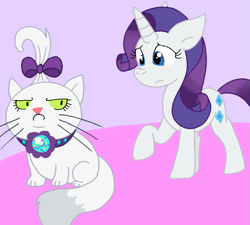 Size: 1125x1014 | Tagged: safe, artist:cmara, derpibooru import, opalescence, rarity, cat, pony, unicorn, g4, female, horn