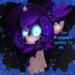 Size: 2000x2000 | Tagged: safe, artist:ladylullabystar, derpibooru import, oc, oc:lady lullaby star, pony, unicorn, crying, female, horn, mare, nightmarified, not nyx, solo