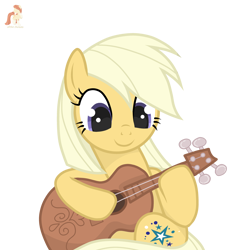 Size: 3500x3500 | Tagged: safe, artist:r4hucksake, derpibooru import, oc, oc:summertime blues, earth pony, pony, female, guitar, mare, musical instrument, simple background, solo, transparent background