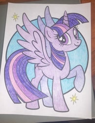 Size: 750x967 | Tagged: safe, artist:lullapiies, derpibooru import, twilight sparkle, twilight sparkle (alicorn), alicorn, pony, solo, traditional art