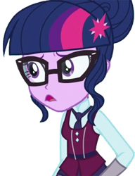 Size: 784x1019 | Tagged: safe, derpibooru import, edit, edited screencap, editor:homersimpson1983, screencap, sci-twi, twilight sparkle, human, equestria girls, friendship games, g4, background removed, clothes, crystal prep academy uniform, female, glasses, necktie, not a vector, school tie, school uniform, schoolgirl, solo