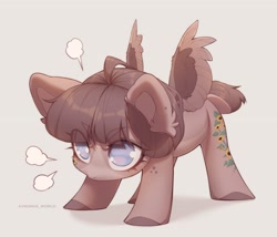 Size: 3500x3000 | Tagged: safe, artist:avroras_world, derpibooru import, oc, oc only, pegasus, pony, emanata, eye clipping through hair, eyebrows, eyebrows visible through hair, female, freckles, gray background, head down, mare, no pupils, simple background, solo, spread wings, wings