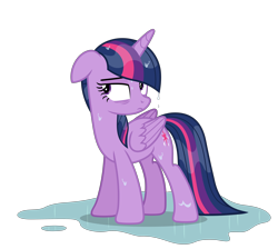 Size: 5800x5200 | Tagged: safe, alternate version, artist:gypsykumquat, derpibooru import, twilight sparkle, twilight sparkle (alicorn), alicorn, pony, g4, .svg available, absurd resolution, female, frown, inkscape, puddle, show accurate, simple background, smug, solo, svg, transparent background, vector, wet, wet mane, wet mane twilight sparkle