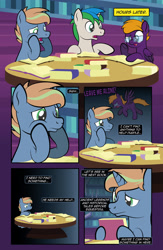 Size: 1920x2948 | Tagged: safe, artist:alexdti, derpibooru import, oc, oc:brainstorm (alexdti), oc:purple creativity, oc:star logic, pegasus, pony, unicorn, comic:quest for friendship retold, book, crying, horn, library, twilight's castle, twilight's castle library