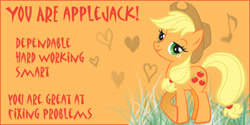 Size: 400x200 | Tagged: safe, derpibooru import, edit, applejack, earth pony, pony, quiz, solo