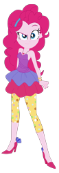 Size: 3377x9843 | Tagged: safe, artist:lobo299, derpibooru import, pinkie pie, human, equestria girls, g4, bare shoulders, clothes, female, high heels, rah rah skirt, shoes, simple background, skirt, sleeveless, solo, strapless, transparent background