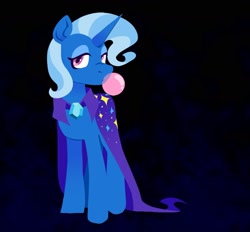 Size: 1595x1479 | Tagged: safe, artist:partyponypower, derpibooru import, trixie, pony, unicorn, g4, bubble, food, gum, horn, solo