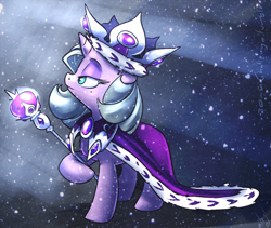 Size: 1000x844 | Tagged: safe, artist:atryl, derpibooru import, princess platinum, pony, unicorn, g4, 30 minute art challenge, female, horn, mare, scepter, snow, solo