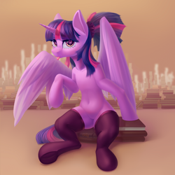 Size: 2000x2000 | Tagged: safe, artist:falses, derpibooru import, twilight sparkle, twilight sparkle (alicorn), alicorn, pony, semi-anthro, unicorn, adorasexy, bedroom eyes, belly, belly button, book, bookhorse, collarbone, cute, digital art, eyelashes, eyes open, female, heart, heart eyes, high res, horn, human shoulders, humanoid torso, legs, lineless, looking at you, mare, ribcage, sexy, shading, solo, spread legs, spreading, tail, thighs, twiabetes, wide hips, wingding eyes