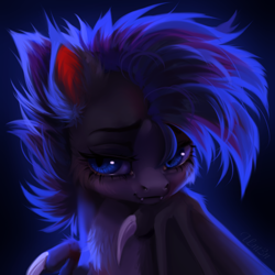 Size: 4000x4000 | Tagged: safe, artist:unt3n, derpibooru import, oc, bat pony, pony, bust, fangs, looking at you, signature, sketch, solo