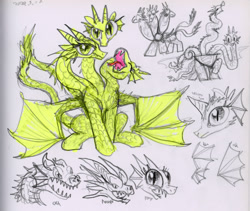 Size: 4000x3380 | Tagged: safe, artist:ja0822ck, derpibooru import, kaiju, kaiju pony, pony, king ghidorah, ponified, species swap, traditional art