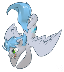 Size: 1063x1200 | Tagged: oc name needed, safe, artist:atryl, derpibooru import, oc, oc only, anthro, pegasus, pony, unguligrade anthro, angry, flying, open mouth, solo