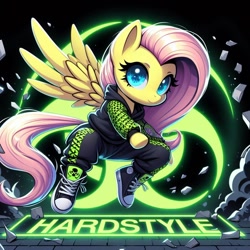 Size: 1024x1024 | Tagged: safe, ai content, machine learning generated, fluttershy, pegasus, dall·e 3, hardstyle, solo