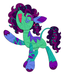 Size: 1772x2000 | Tagged: safe, artist:webkinzworldz, derpibooru import, oc, oc only, oc:spectacle sparkle, earth pony, zebra, coat markings, colored ears, colored eyelashes, colored hooves, colored pinnae, curly hair, curly mane, curly tail, earth pony oc, eyes closed, facial markings, female, green coat, hair accessory, hoof heart, leonine tail, mare, open mouth, open smile, ponytail, purple mane, purple tail, raised hoof, raised leg, simple background, smiling, socks (coat marking), solo, standing, striped, stripes, tail, tail accessory, tied mane, transparent background, two toned mane, two toned tail, underhoof, unshorn fetlocks, zebra oc