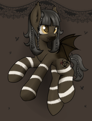 Size: 1330x1739 | Tagged: safe, artist:dumbwoofer, derpibooru import, oc, oc:denguepone, bat pony, mosquito, biohazard, braid, dengue, ear fluff, ears, fangs, female, flying, mare, simple background, smiling, solo, stripes