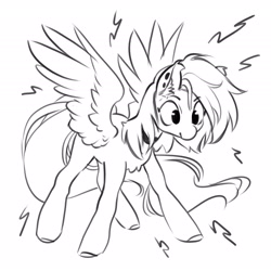 Size: 2700x2700 | Tagged: safe, artist:opalacorn, derpibooru import, oc, oc only, pegasus, pony, black and white, chest fluff, grayscale, monochrome, simple background, solo, spread wings, white background, wings