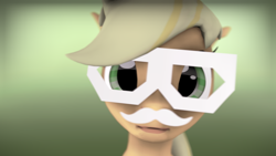 Size: 1920x1080 | Tagged: safe, artist:xaniyo, derpibooru import, applejack, g4, 2014, 3d, artifact, dubstep cat, facial hair, female, glasses, link in description, moustache, old art, skifcha, solo, source filmmaker, youtube link, youtube thumbnail