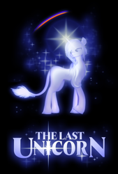 Size: 2050x3037 | Tagged: safe, derpibooru import, classical unicorn, pony, unicorn, 3d, cloven hooves, concave belly, high res, horn, leonine tail, movie poster, open pony, parody, ponified, poster, second life, solo, species swap, the last unicorn, thighs, thunder thighs, unshorn fetlocks