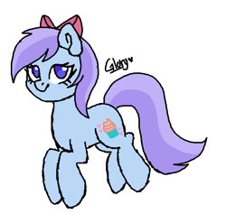 Size: 651x617 | Tagged: safe, artist:smol_boo, derpibooru import, oc, oc only, oc:sweet frosting, earth pony, bow, earth pony oc, looking at you, solo