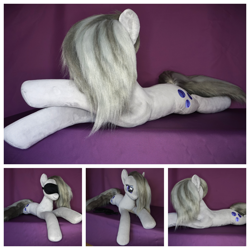 Size: 2000x2000 | Tagged: safe, artist:egalgay, derpibooru import, marble pie, earth pony, pony, craft, female, hair over one eye, irl, life size, mare, multiple angles, photo, plushie, sleep mask, smiling, solo