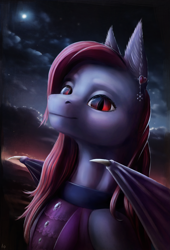 Size: 1359x2004 | Tagged: safe, artist:adept_fluttershy, derpibooru import, oc, bat pony, bust, high res, night, portrait