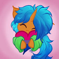 Size: 1919x1919 | Tagged: safe, artist:umbrapone, derpibooru import, oc, pony, unicorn, cute, heart, horn, oc name needed, ponytail, solo