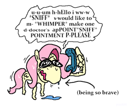 Size: 1665x1389 | Tagged: safe, artist:punkittdev, derpibooru import, fluttershy, pegasus, pony, g4, anxious, arrow, chibi, crying, dialogue, emanata, eye clipping through hair, eyebrows, eyebrows visible through hair, female, folded wings, horsecomix, mare, nervous, nervous sweat, open mouth, phone, phone call, shaking, simple background, snot, solo, speech bubble, sweat, teary eyes, text, vulgar description, wavy mouth, white background, wing hands, wing hold, wings, wobbling