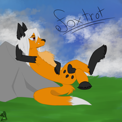 Size: 2600x2600 | Tagged: safe, artist:spectrum205, derpibooru import, oc, earth pony, fox, relaxing, solo