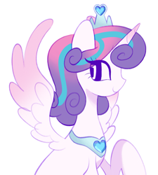 Size: 1819x2025 | Tagged: safe, artist:risswm, derpibooru import, princess flurry heart, alicorn, pony, g4, bust, eye clipping through hair, eyebrows, eyebrows visible through hair, female, mare, older, older flurry heart, profile, simple background, smiling, solo, spread wings, white background, wings