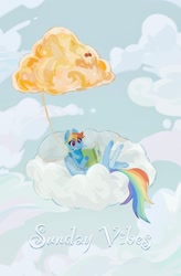 Size: 1342x2048 | Tagged: safe, artist:pebberg, derpibooru import, rainbow dash, pegasus, pony, book, cloud, female, mare, on a cloud, reading, reclining, solo