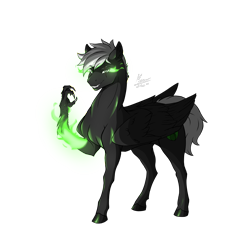 Size: 3009x2761 | Tagged: safe, artist:monolith_skyline, derpibooru import, oc, oc only, oc:shadow flare, pegasus, claws, commission, fire, hands on pony, looking at you, magic, male, pegasus oc, smiling, stallion, wings