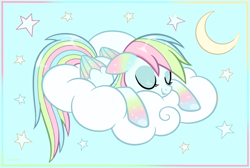 Size: 1280x859 | Tagged: safe, derpibooru import, oc, oc only, oc:sleepy rainbow, pegasus, pony, cloud, coloring page, deviantart, female, on a cloud, pastel, pegasus oc, sleeping, sleeping on a cloud, sleeping pegasus, solo