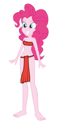 Size: 788x1703 | Tagged: safe, artist:crazybrothersstyler2, artist:invisibleink, derpibooru import, edit, pinkie pie, human, equestria girls, g4, bare shoulders, belly, belly button, clothes, female, loincloth, outfit, outfits, simple background, sleeveless, solo, strapless, transparent background